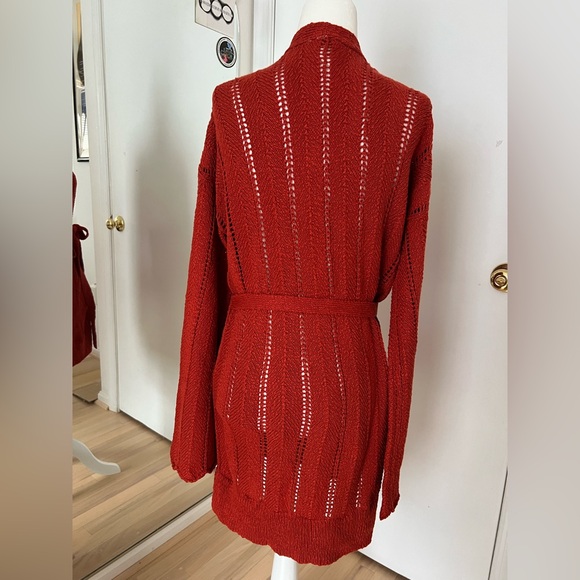 Anthropologie Rich Red Belted Cardigan - Picture 3 of 16